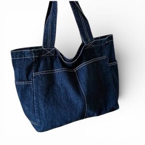 Stylish Multi Pocketed Dark Denim Tote Bag New